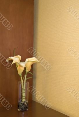 Artificial flower on corner table