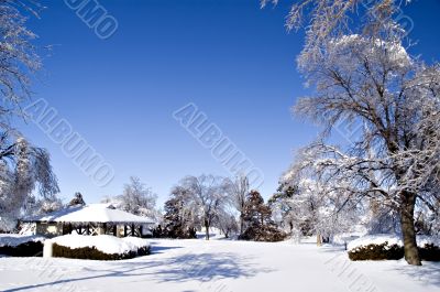 Highway Rest Area with Snow and Ice