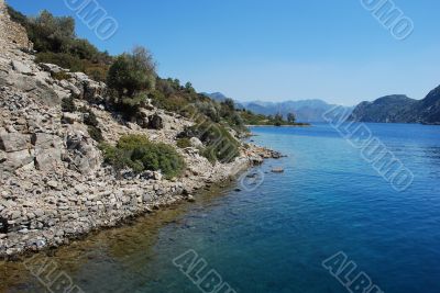 The sea, the sky, mountains