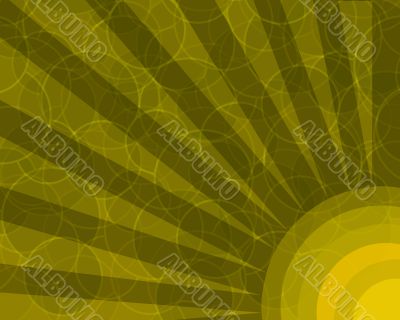 Orange Retro Circles with Rays Background