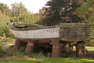 Old Boat on Barrels