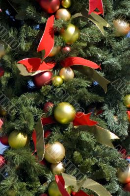 Christmas Garland with Colored Balls and Ribbon
