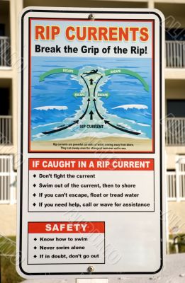 Rip Currents Warning Sign