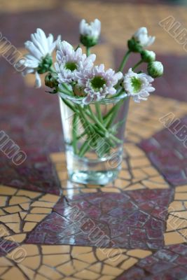 Flowers On Mosaic Table
