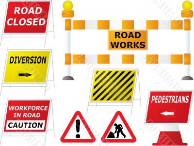 road works signs