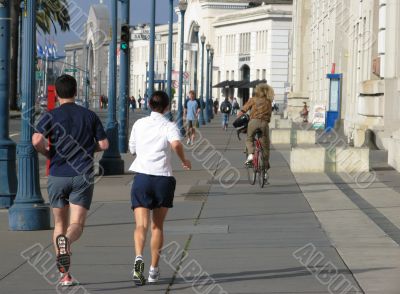 Couple jogging together