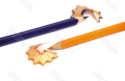 Orange and Purple Pencils isolated on white
