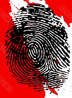 Black Fingerprint and blood splatter