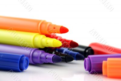 Felt Pens and lids close up