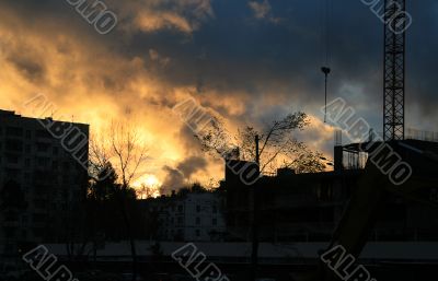 Construction Site at sunset