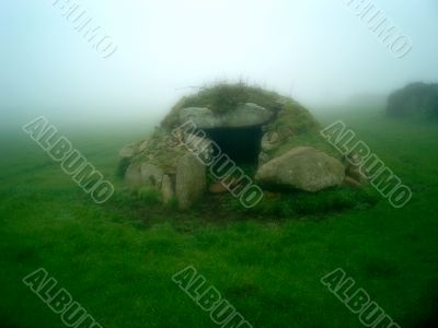 ancient tomb in foggy weather