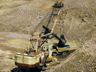 Dredges and dump truck