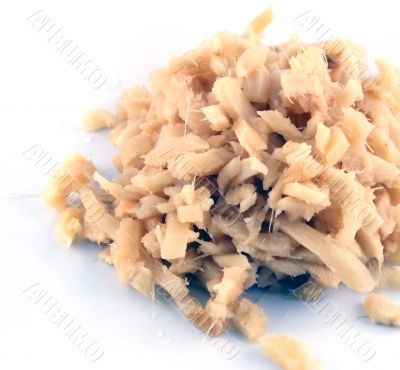 Close up of Chopped Ginger on an isolated background