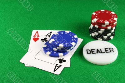 Poker - A Pair of Aces with Poker Chips 4