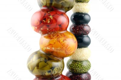 Bottles of spiced Chilies