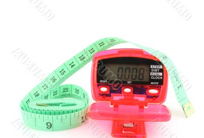 Pedometer with tape measure