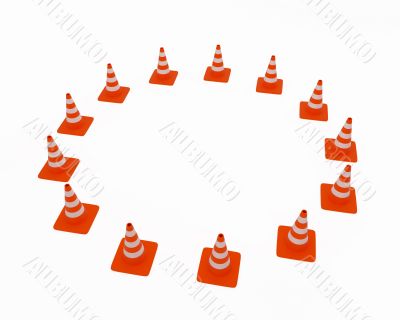 traffic cones located on a circle