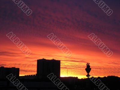 silhouette of town