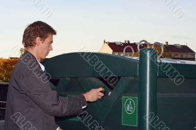 man recycling