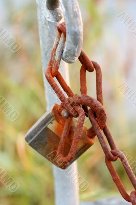 rusty lock and chain