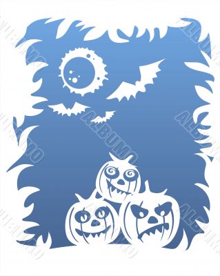Pumpkins on a blue background