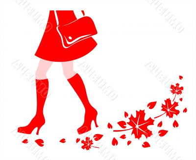 Girl and autumn leaves
