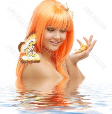 butterfly girl in water