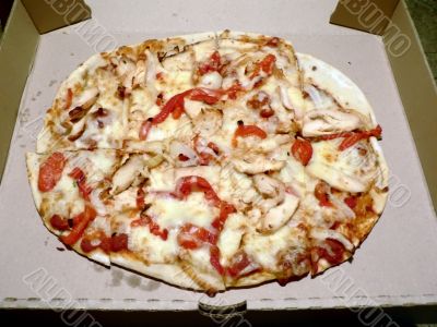 pizza in box open