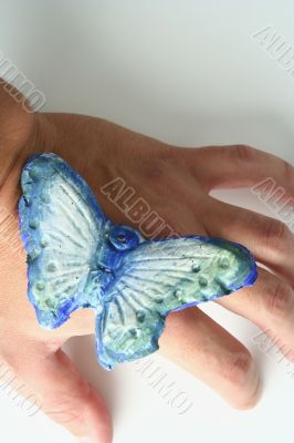 Butterfly in hand isolated