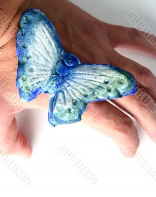 Butterfly in hand isolated