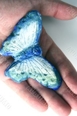 Butterfly in hand isolated