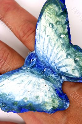 Butterfly in hand isolated