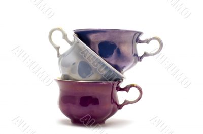 multicolored tea cup