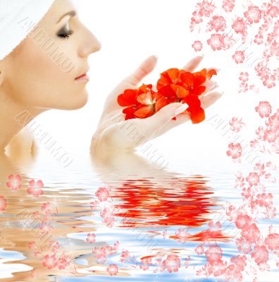 red petals in water 3