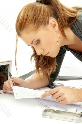 portrait of architect girl at work