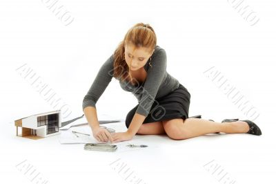 architect girl with house model