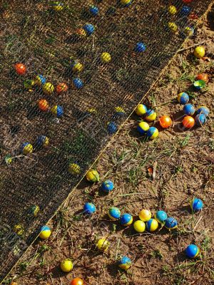 paintball diagonal , balls on field
