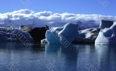 Sunlit icebergs