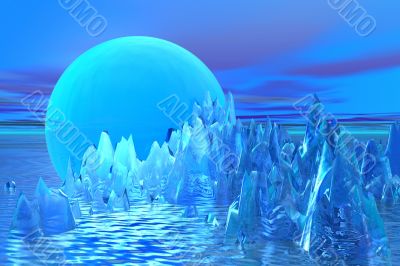 Blue  landscape with mountains