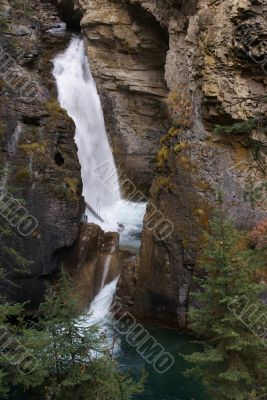 Waterfalls in narrow canyon
