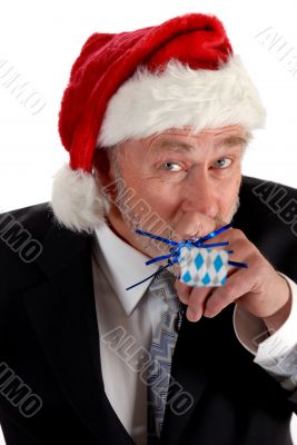 Business Santa and noisemaker