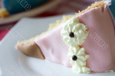Slice of delicious birthday cake