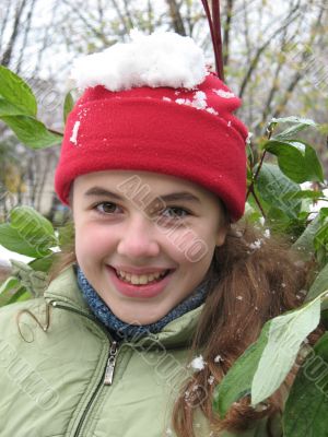 Girl with a snow hat