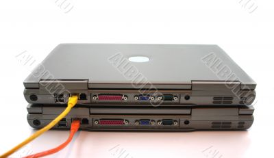 2 Laptops with network Cables