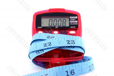 Pedometer with tape measure