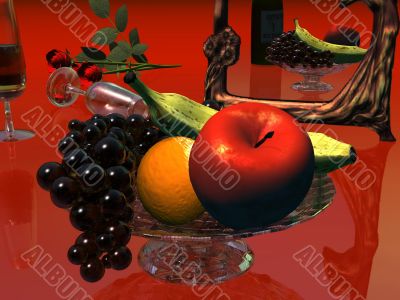 fruit on red