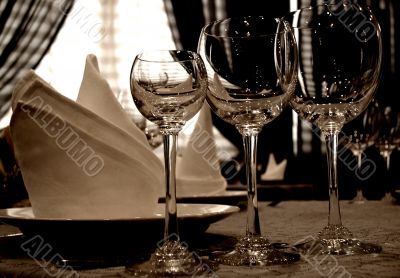 three winy glasses