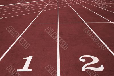 Running track with lane numbers