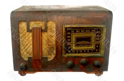 RETRO OLD BROWN RADIO ISOLATED