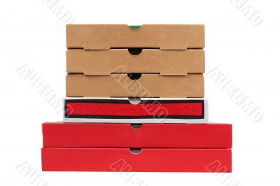 Pizzas cardboard boxes